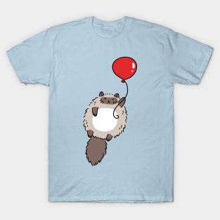 Red Balloon Fluffy Siamese Cat T-Shirt